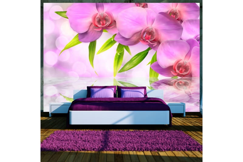 Fototapet Orchids In Lilac Colour 100x70 - Artgeist sp. z o. o. - Fototapet