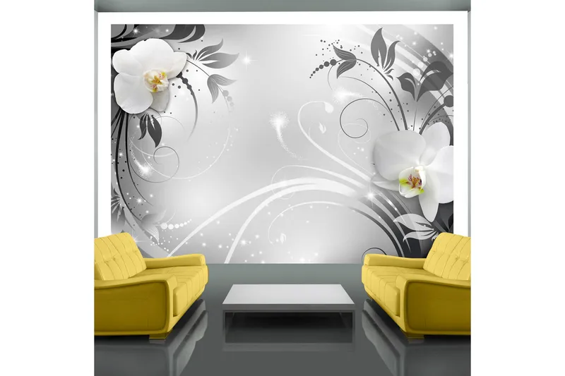 Fototapet Orchids On Silver 400x280, Artgeist sp. z o. o.