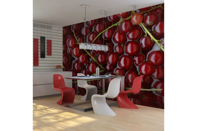 Fototapet Röda Vinbär Badade I Vatten 250x193 - Artgeist sp. z o. o. - Inredning - Väggdekor - Tapet & tapettillbehör - Fototapet