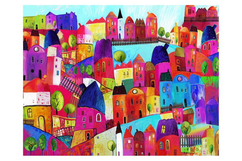 Fototapet Rainbow-Hued Town 300x231 - Artgeist sp. z o. o. - Inredning - Väggdekor - Tapet & tapettillbehör - Fototapet