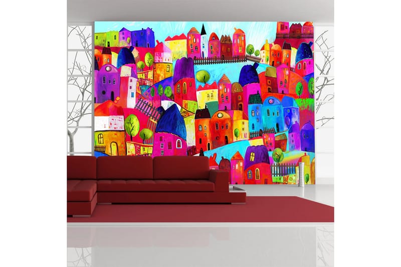 Fototapet Rainbow-Hued Town 300x231 - Artgeist sp. z o. o. - Inredning - Väggdekor - Tapet & tapettillbehör - Fototapet