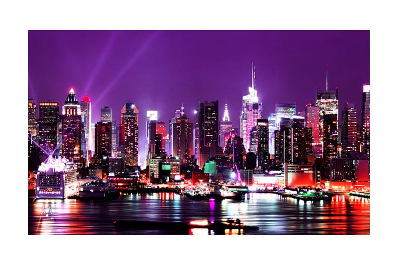 Fototapet Rainbow Stadens Ljus New York 450x270 - Artgeist sp. z o. o. - Inredning - Väggdekor - Tapet & tapettillbehör - Fototapet
