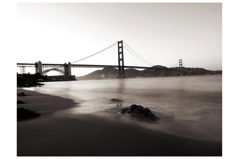 Fototapet San Francisco Golden Gate Bridge B&W 250x193 - Artgeist sp. z o. o. - Inredning - Väggdekor - Tapet & tapettillbehör - Fototapet