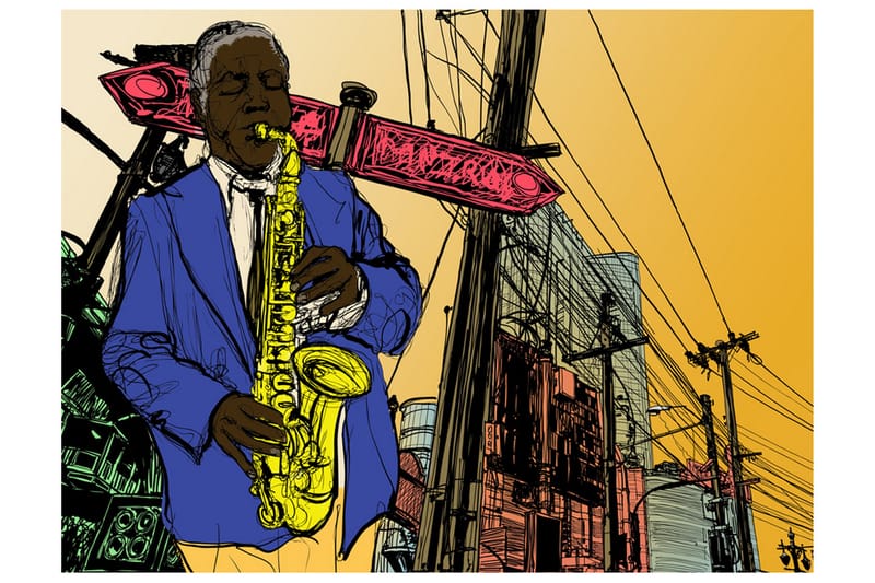 Fototapet Saxophonist In New York 300x231 - Artgeist sp. z o. o. - Inredning - Väggdekor - Tapet & tapettillbehör - Fototapet