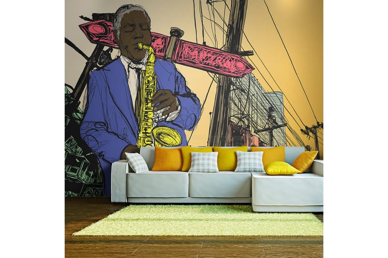Fototapet Saxophonist In New York 400x309 - Artgeist sp. z o. o. - Inredning - Väggdekor - Tapet & tapettillbehör - Fototapet