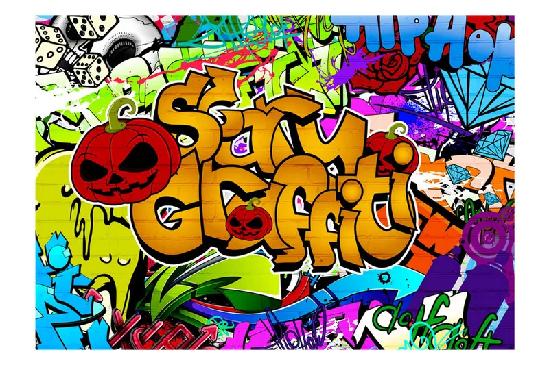 Fototapet Scary Graffiti 200x140 - Artgeist sp. z o. o. - Inredning - Väggdekor - Tapet & tapettillbehör - Fototapet