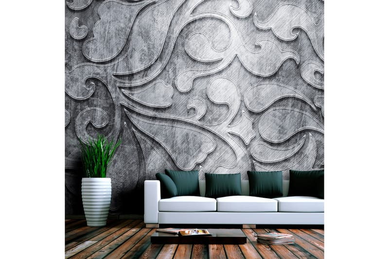 Fototapet Silver Bakgrund Med Blommönster 250x193 - Artgeist sp. z o. o. - Inredning - Väggdekor - Tapet & tapettillbehör - Fototapet