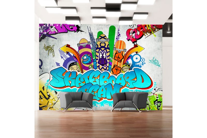 Fototapet Skateboard Team 350x245 - Artgeist sp. z o. o. - Inredning - Väggdekor - Tapet & tapettillbehör - Fototapet