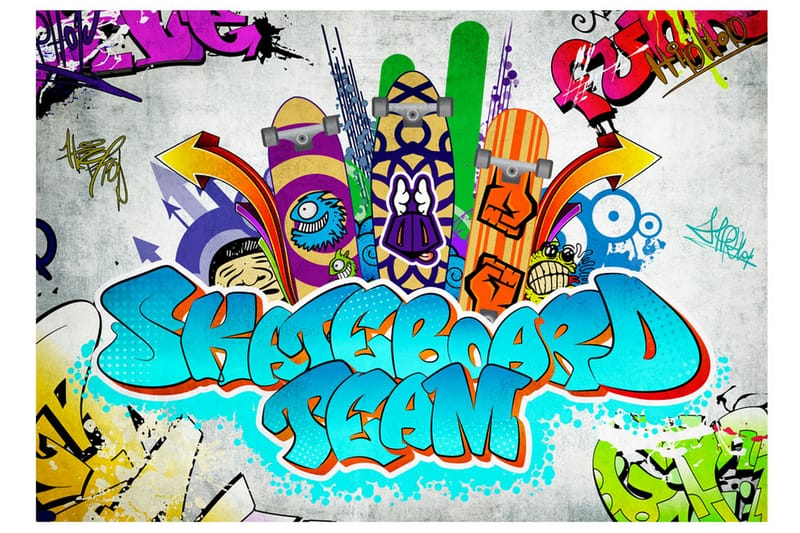 Fototapet Skateboard Team 350x245 - Artgeist sp. z o. o. - Inredning - Väggdekor - Tapet & tapettillbehör - Fototapet