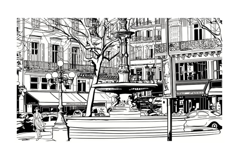 Fototapet Sketch Of Parisian Fountain 450x270, Artgeist sp. z o. o.