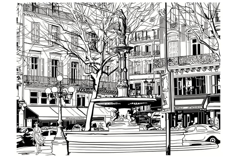 Fototapet Sketch Of Parisian Fountain 400x309, Artgeist sp. z o. o.