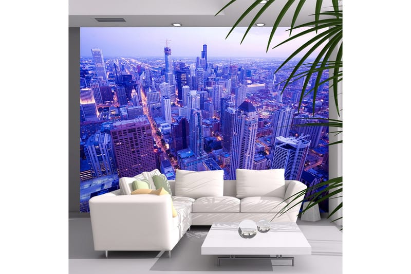 Fototapet Skygga Lampor Vid Skymning Chicago 200x154, Artgeist sp. z o. o.