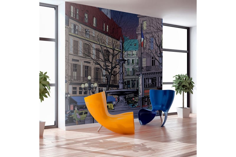 Fototapet Skymning Över Den Parisiska Torget 200x154 - Artgeist sp. z o. o. - Inredning - Väggdekor - Tapet & tapettillbehör - Fototapet