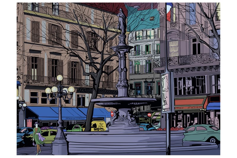 Fototapet Skymning Över Den Parisiska Torget 200x154 - Artgeist sp. z o. o. - Inredning - Väggdekor - Tapet & tapettillbehör - Fototapet