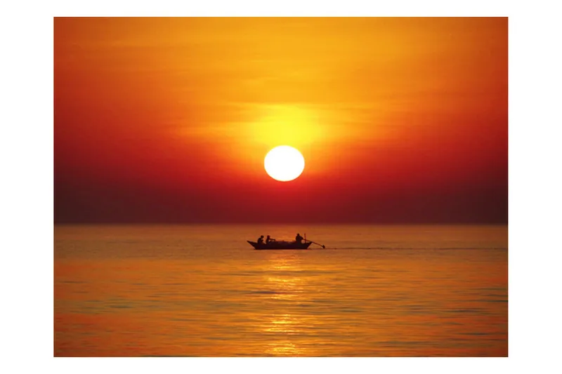 Fototapet Solnedgång Med Fiskebåt 250x193 - Artgeist sp. z o. o. - Inredning - Väggdekor - Tapet & tapettillbehör - Fototapet