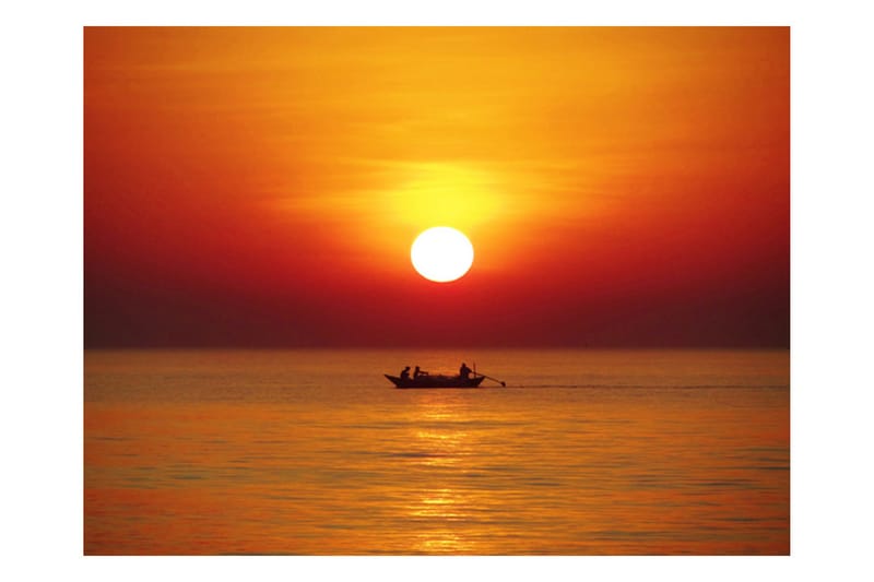 Fototapet Solnedgång Med Fiskebåt 300x231 - Artgeist sp. z o. o. - Inredning - Väggdekor - Tapet & tapettillbehör - Fototapet
