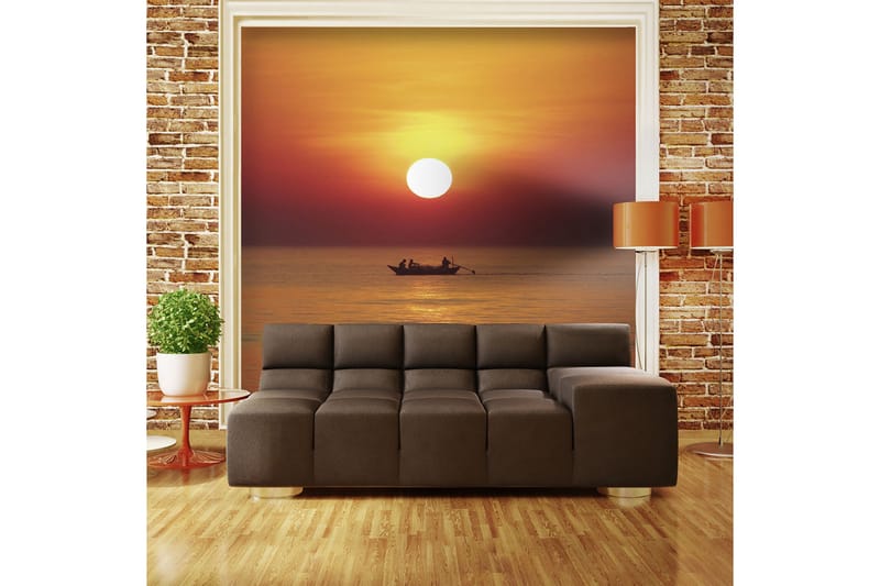 Fototapet Solnedgång Med Fiskebåt 300x231 - Artgeist sp. z o. o. - Inredning - Väggdekor - Tapet & tapettillbehör - Fototapet