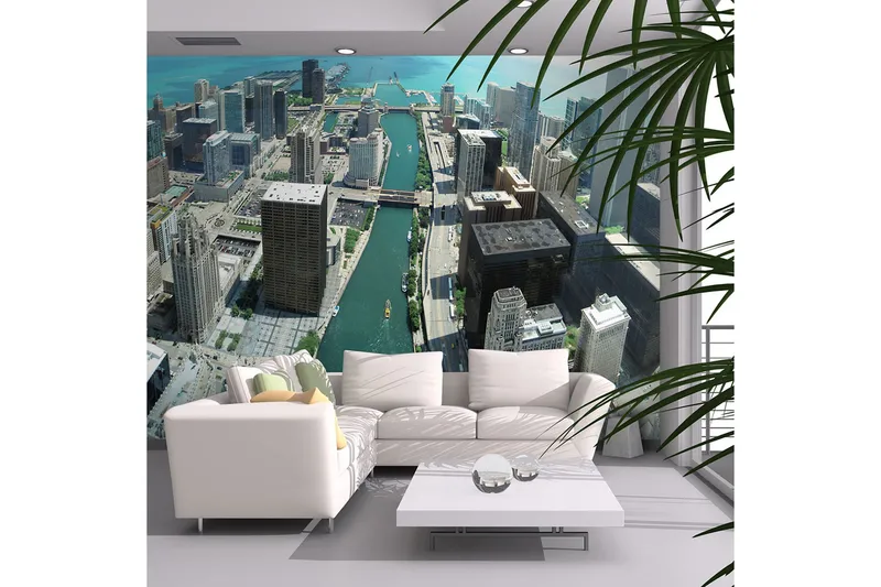 Fototapet Stadsbyggnadskonst Av Chicago 200x154 - Artgeist sp. z o. o. - Inredning - Väggdekor - Tapet & tapettillbehör - Fototapet