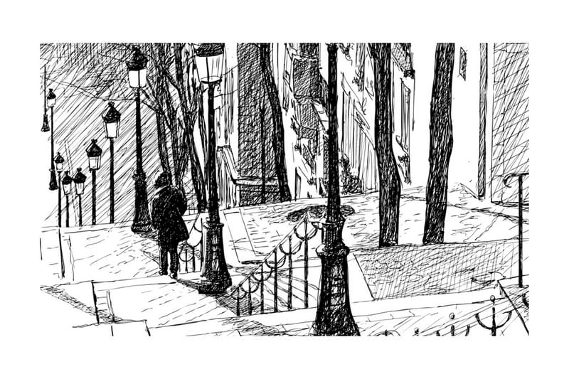Fototapet Stairs Montmartre 450x270 - Artgeist sp. z o. o. - Inredning - Väggdekor - Tapet & tapettillbehör - Fototapet