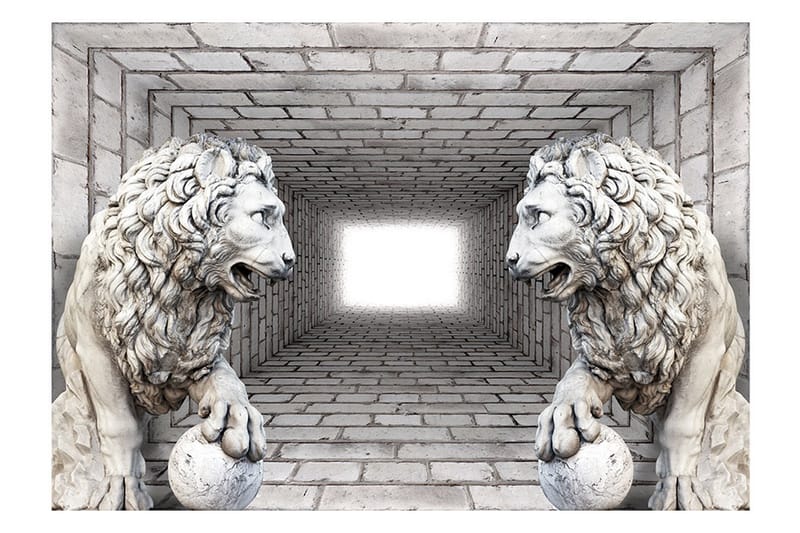Fototapet Stone Lions 350x245 - Artgeist sp. z o. o. - Inredning - Väggdekor - Tapet & tapettillbehör - Fototapet