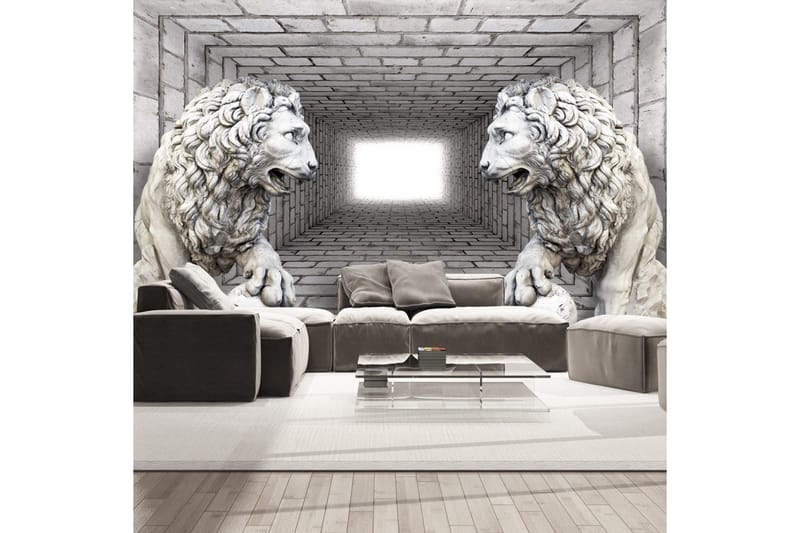 Fototapet Stone Lions 350x245 - Artgeist sp. z o. o. - Inredning - Väggdekor - Tapet & tapettillbehör - Fototapet
