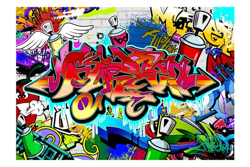 Fototapet Street Art Red Theme 300x210 - Artgeist sp. z o. o. - Inredning - Väggdekor - Tapet & tapettillbehör - Fototapet