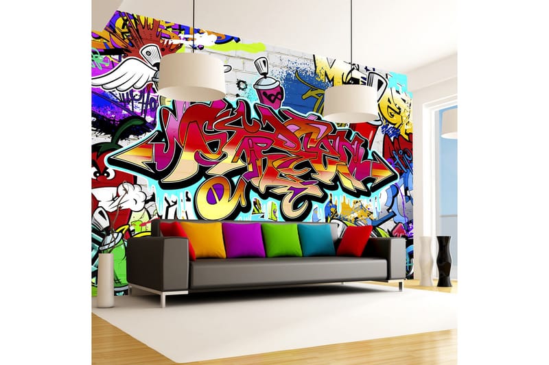 Fototapet Street Art Red Theme 350x245 - Artgeist sp. z o. o. - Inredning - Väggdekor - Tapet & tapettillbehör - Fototapet
