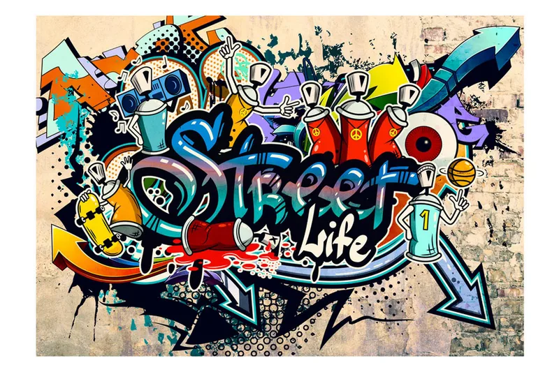 Fototapet Street Life 200x140 - Artgeist sp. z o. o. - Inredning - Väggdekor - Tapet & tapettillbehör - Fototapet