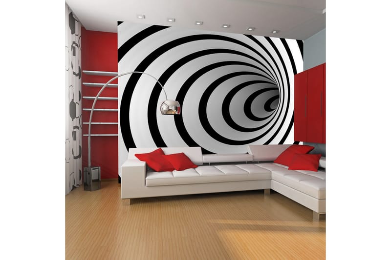 Fototapet Svart Och Vitt 3D Tunnel 350x270, Artgeist sp. z o. o.
