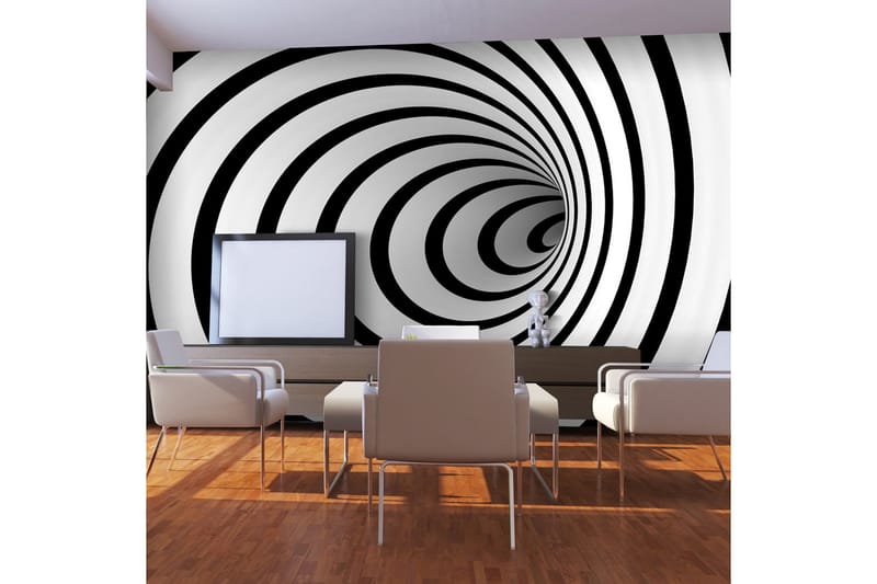 Fototapet Svart Och Vitt 3D Tunnel 450x270 - Artgeist sp. z o. o. - Inredning - Väggdekor - Tapet & tapettillbehör - Fototapet