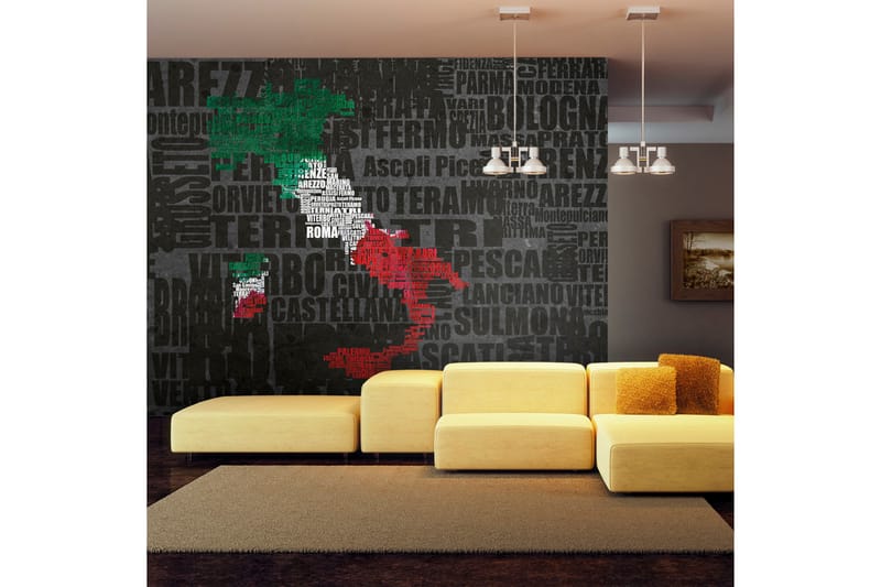 Fototapet Text Map Of Italy 450x270 - Artgeist sp. z o. o. - Inredning - Väggdekor - Tapet & tapettillbehör - Fototapet