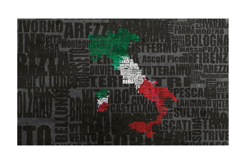 Fototapet Text Map Of Italy 450x270 - Artgeist sp. z o. o. - Inredning - Väggdekor - Tapet & tapettillbehör - Fototapet