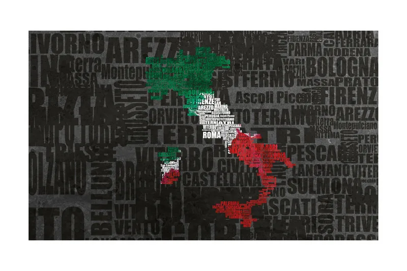 Fototapet Text Map Of Italy 450x270 - Artgeist sp. z o. o. - Inredning - Väggdekor - Tapet & tapettillbehör - Fototapet