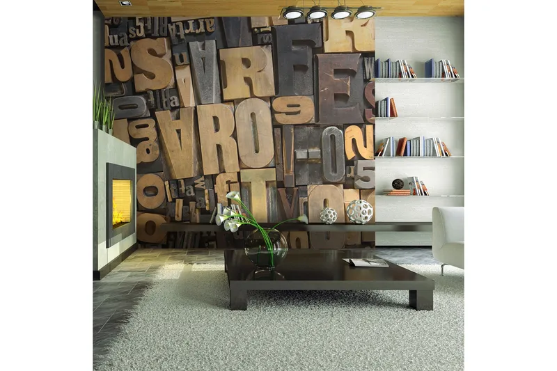 Fototapet Trä Bokstäver 250x193, Artgeist sp. z o. o.