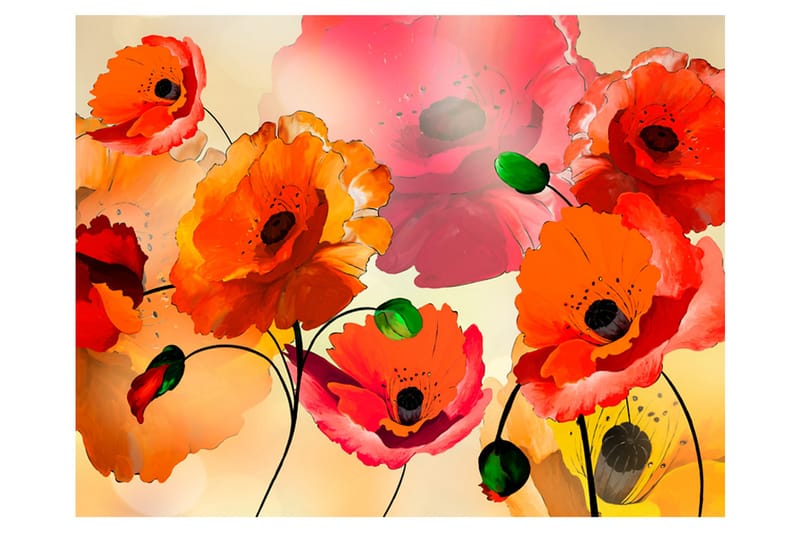 Fototapet Velvet Poppies 350x270 - Artgeist sp. z o. o. - Inredning - Väggdekor - Tapet & tapettillbehör - Fototapet