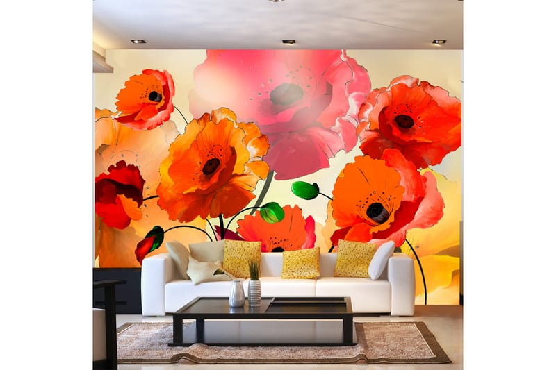 Fototapet Velvet Poppies 200x140 - Artgeist sp. z o. o. - Inredning - Väggdekor - Tapet & tapettillbehör - Fototapet