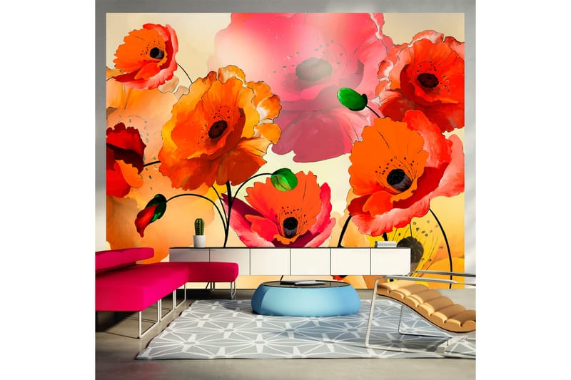 Fototapet Velvet Poppies 400x309 - Artgeist sp. z o. o. - Inredning - Väggdekor - Tapet & tapettillbehör - Fototapet