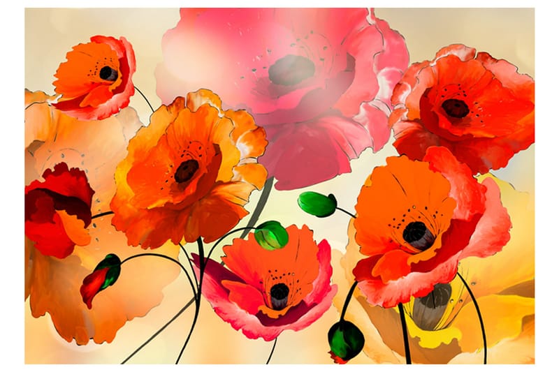 Fototapet Velvet Poppies 200x140 - Artgeist sp. z o. o. - Inredning - Väggdekor - Tapet & tapettillbehör - Fototapet