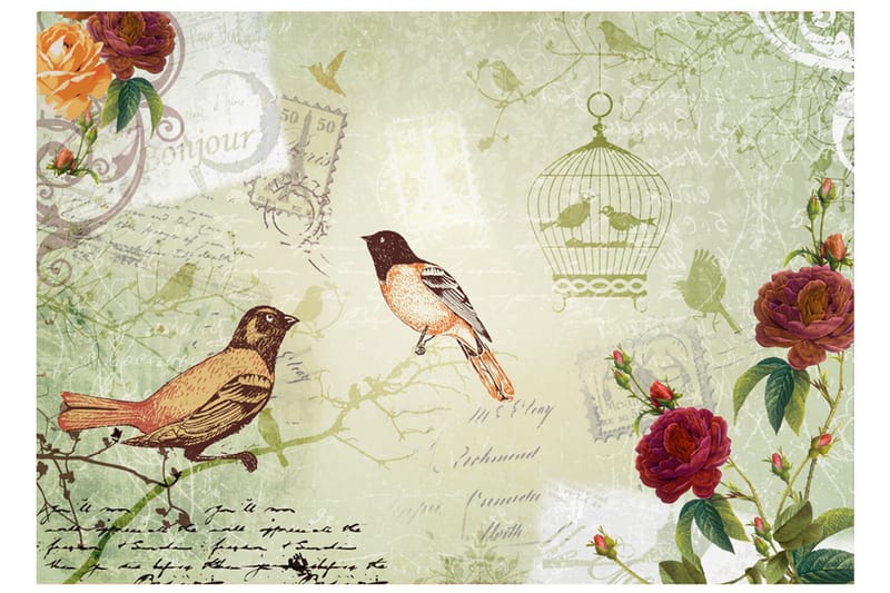 Fototapet Vintage Birds 350x245 - Artgeist sp. z o. o. - Inredning - Väggdekor - Tapet & tapettillbehör - Fototapet
