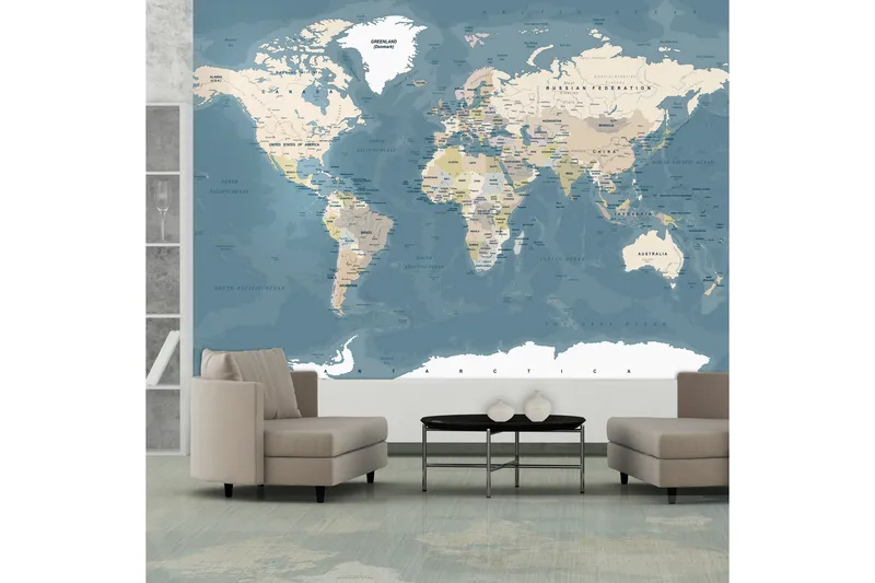 Fototapet Vintage World Map 350x245 - Artgeist sp. z o. o. - Inredning - Väggdekor - Tapet & tapettillbehör - Fototapet