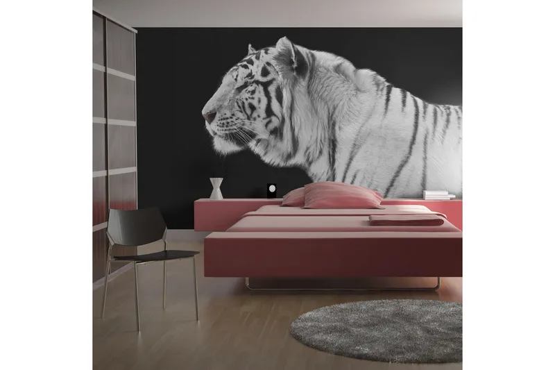 Fototapet Vit Tiger 350x270 - Artgeist sp. z o. o. - Inredning - Väggdekor - Tapet & tapettillbehör - Fototapet