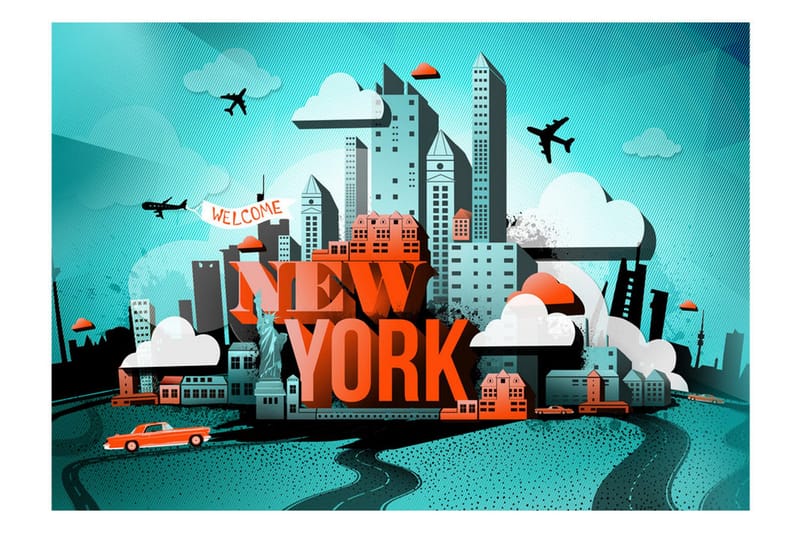 Fototapet Welcome New York 350x245 - Artgeist sp. z o. o. - Inredning - Väggdekor - Tapet & tapettillbehör - Fototapet