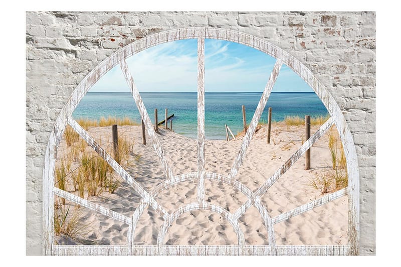 Fototapet Window View Beach 250x175 - Artgeist sp. z o. o. - Inredning - Väggdekor - Tapet & tapettillbehör - Fototapet