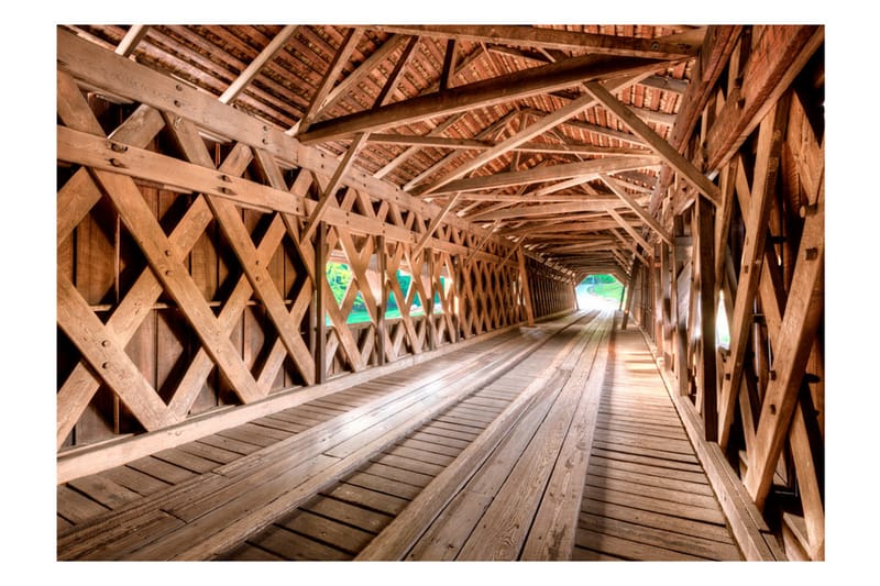 Fototapet Wooden Bridge 350x245 - Artgeist sp. z o. o. - Inredning - Väggdekor - Tapet & tapettillbehör - Fototapet