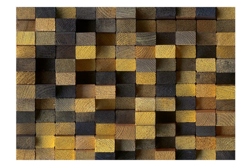 Fototapet Wooden Cubes 350x245 - Artgeist sp. z o. o. - Inredning - Väggdekor - Tapet & tapettillbehör - Fototapet