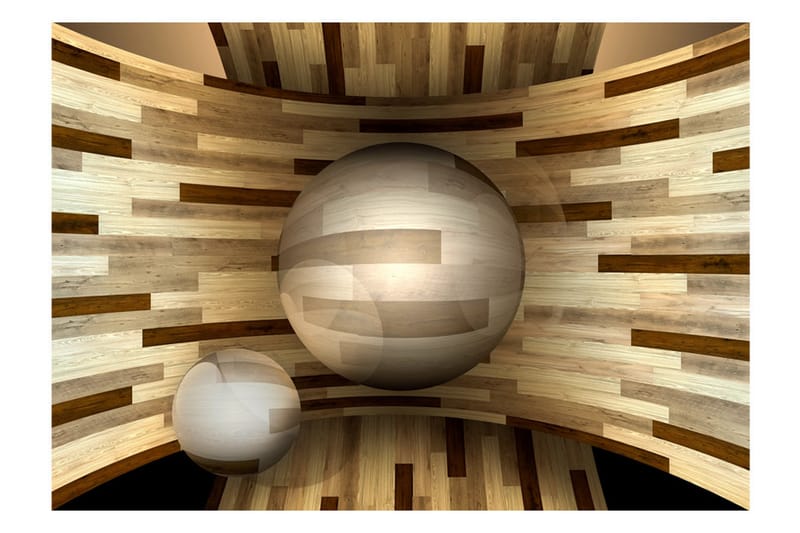 Fototapet Wooden Orbit 300x210 - Artgeist sp. z o. o. - Inredning - Väggdekor - Tapet & tapettillbehör - Fototapet