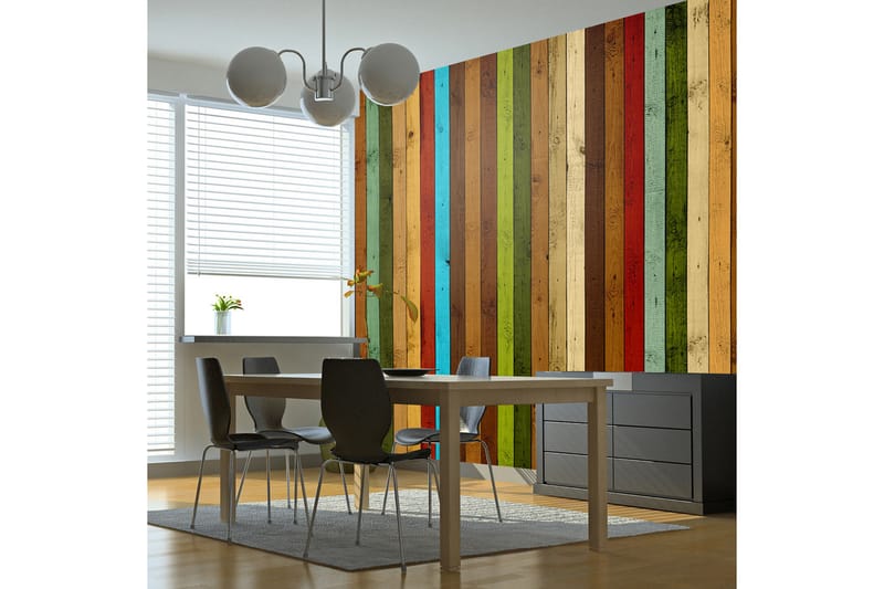 Fototapet Wooden Rainbow 300x231 - Artgeist sp. z o. o. - Inredning - Väggdekor - Tapet & tapettillbehör - Fototapet