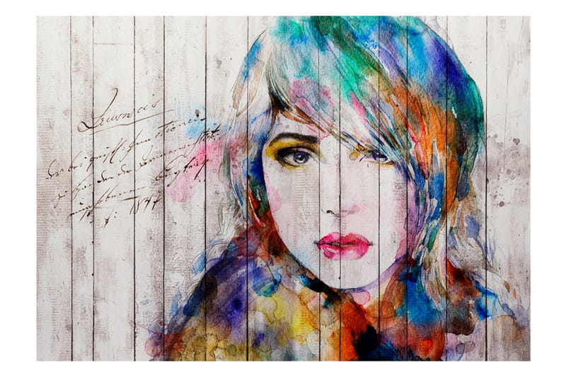 Fototapet Wooden Portrait 350x245 - Artgeist sp. z o. o. - Inredning - Väggdekor - Tapet & tapettillbehör - Fototapet