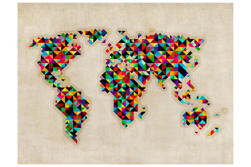 Fototapet World Map A Kaleidoscope Of Colors 350x270 - Artgeist sp. z o. o. - Inredning - Väggdekor - Tapet & tapettillbehör - Fototapet