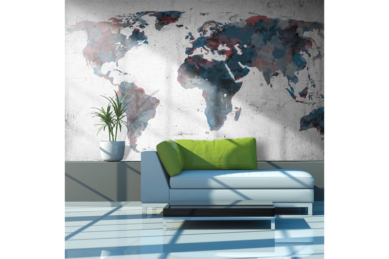 Fototapet World Map On The Wall 450x270 - Artgeist sp. z o. o. - Inredning - Väggdekor - Tapet & tapettillbehör - Fototapet